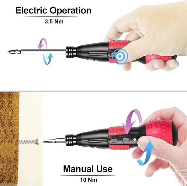 Alt view image 6 of 7 - 3.6V Cordless Electric Screwdriver, 3N.m Torque, LED Light,1800mAh, S2 Bits | 2 in 1 mini screwdriver delivers 3N.m torque,LED light,S2 bits,powered by 1800mAh rechargeable battery for home