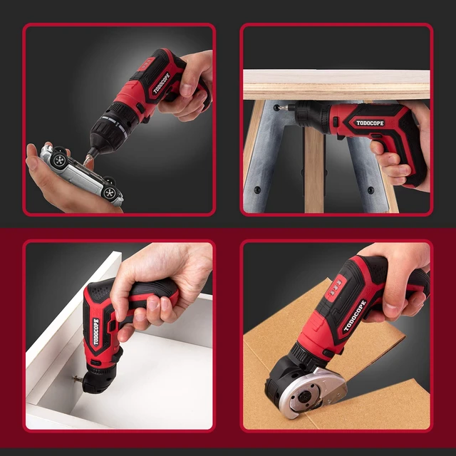 Alt view image 3 of 6 - TODOCOPE 4 in 1 Electric Screwdriver Cordless, 4V MAX 1500mAh Li-ion Cordless Screwdriver Rechargeable, with 4 Multi-function Attachment and Charger