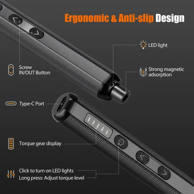 Alt view image 4 of 7 - Precision Electric Screwdriver Set, 138-in-1 Mini Cordless Repair Kit | 138-in-1120 Magnetic BitsAdjustable TorqueUSB-C RechargeableDual LED LightsElectronics Repair