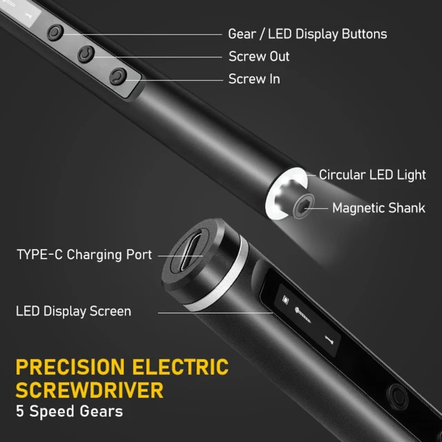 Alt view image 3 of 7 - Mini Electric Screwdriver Set,3.7V Cordless Precision Screwdriver Set with 50 in 1 Magnetic Bits,Magnetic Storage,5 Torque Setting,LED Display,Small Repair Tool Kit for Computers,Phones,Watches
