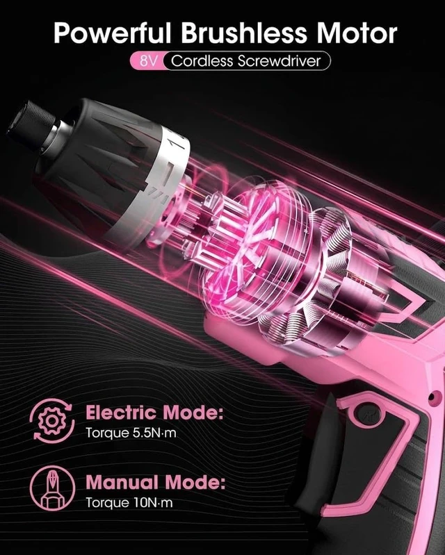 Alt view image 3 of 7 - 8V Cordless Screwdriver,6+1 Precision Torque Electric Screwdriver | Upgraded Max 10N·m 2000mAh Rechargeable Screw Gun with 50-Piece Kit,180° Pivoting Handle,LED Light,Gift for DIY & Home