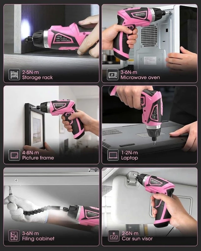 Alt view image 7 of 7 - 8V Cordless Screwdriver,6+1 Precision Torque Electric Screwdriver | Upgraded Max 10N·m 2000mAh Rechargeable Screw Gun with 50-Piece Kit,180° Pivoting Handle,LED Light,Gift for DIY & Home