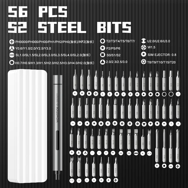 Alt view image 6 of 6 - wowstick Lithium Precision Screwdriver wowstick 1F+ With LED Light And Magnetic Mat, Electric Screwdriver Rechargeable Repair Tool kits Including 56 Bits Extend Bar For Most Electronics Devices