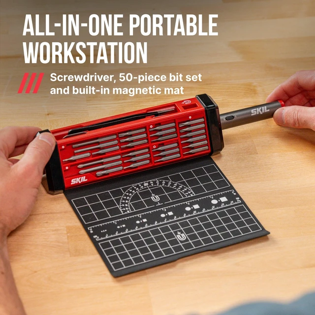 Alt view image 2 of 7 - SKIL PWRCORE GO 4V Rechargeable Precision Screwdriver with 50-Pc. Bit Set and All-In-One Portable Workstation-SD5621-01