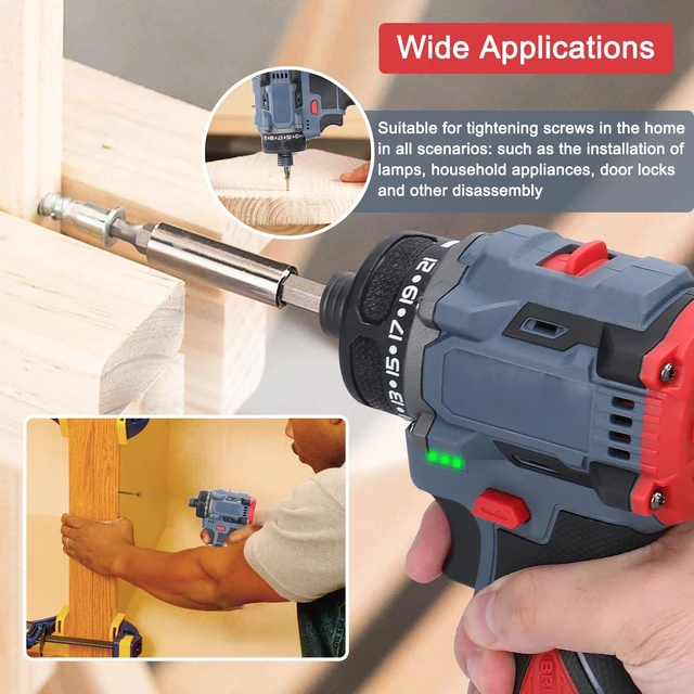 Alt view image 2 of 7 - Dioche Electric Screwdriver 16.8V Multi Function Brushless Cordless Impact Screwdriver (2pcs Batteries US Plug)