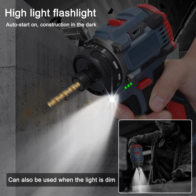 Alt view image 7 of 7 - Dioche Electric Screwdriver 16.8V Multi Function Brushless Cordless Impact Screwdriver (2pcs Batteries US Plug)