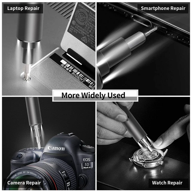 Alt view image 7 of 7 - POWERGIANT Mini Electric Screwdriver, Small Portable Cordless Power Screwdriver Set with 55 Precision Bits & LED Light & Magnetic Mat, Handy Repair Tool for Phone Watch Camera Laptop