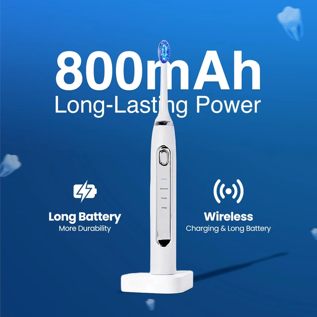 Alt view image 4 of 7 - Soft Bristle Electric Toothbrush, Rechargeable with Wireless Charging by Puur Smile - 2 (Blue led) Brush Heads for Adults | 4 Cleaning Modes with Smart Timer, IPX7 Waterproof, Long-Lasting Battery