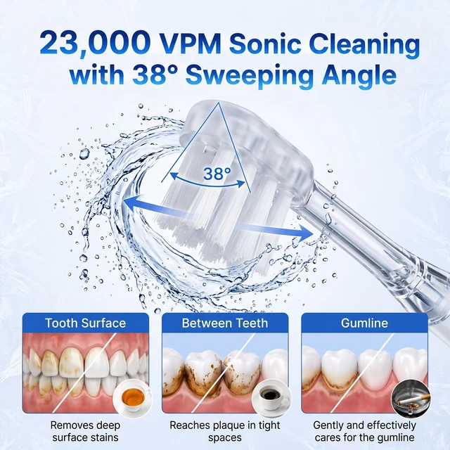 Alt view image 3 of 7 - BRISORA Sonic Electric Toothbrush for Adults, 180-Day Battery, White | 23,000 VPM Powered Sweeping Toothbrush, 3 Brushing Modes, Smart Timer, 3S Gentle Start, IPX7 Waterproof, Travel Lock