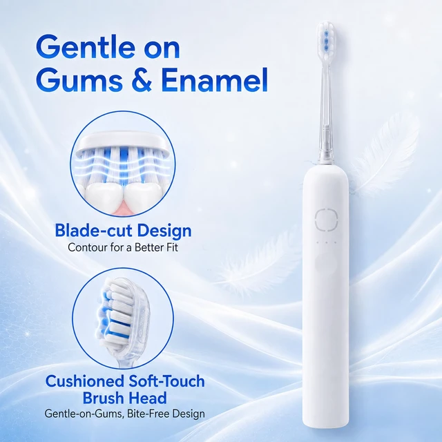 Alt view image 5 of 7 - BRISORA Sonic Electric Toothbrush for Adults, 180-Day Battery, White | 23,000 VPM Powered Sweeping Toothbrush, 3 Brushing Modes, Smart Timer, 3S Gentle Start, IPX7 Waterproof, Travel Lock