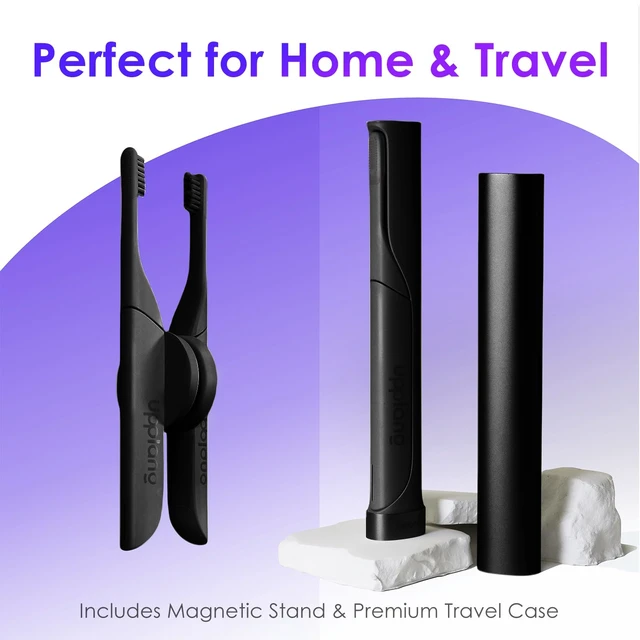 Alt view image 4 of 7 - Electric Toothbrush, Portable Travel Sonic Toothbrush with Protective Case USB-C Rechargeable, Neutral Comfort Bristles, Waterproof, Smart Timer, Compact for Daily Use (Black)