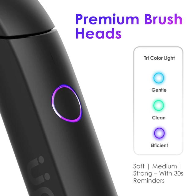 Alt view image 5 of 7 - Electric Toothbrush, Portable Travel Sonic Toothbrush with Protective Case USB-C Rechargeable, Neutral Comfort Bristles, Waterproof, Smart Timer, Compact for Daily Use (Black)