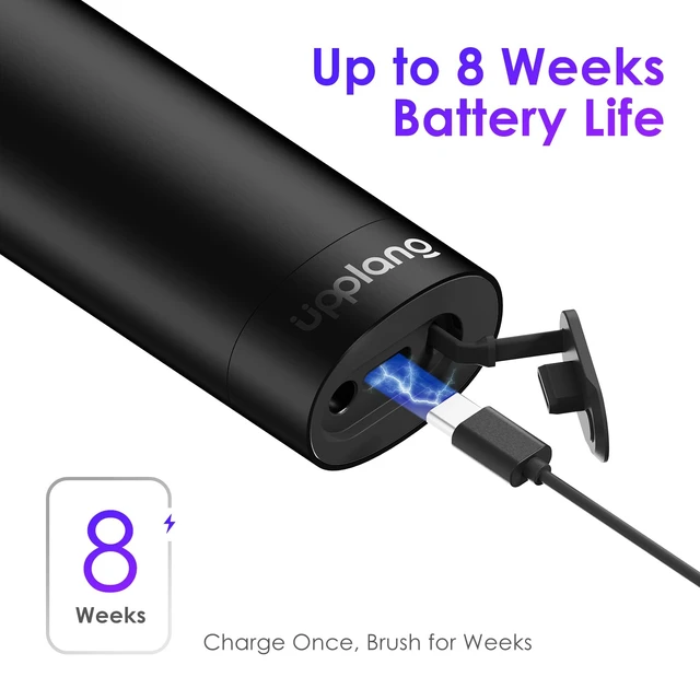 Alt view image 7 of 7 - Electric Toothbrush, Portable Travel Sonic Toothbrush with Protective Case USB-C Rechargeable, Neutral Comfort Bristles, Waterproof, Smart Timer, Compact for Daily Use (Black)