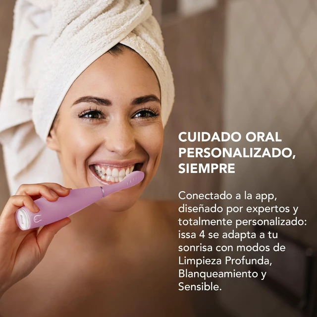 Alt view image 3 of 7 - FOREO Issa 4 Bundle Sonic Electric Toothbrush + Hybrid Wave Brushead | Electric toothbrush, sonic toothbrush, soft bristles, whitening teeth, gum care, tongue cleaner, rechargeable, Pearl Pink