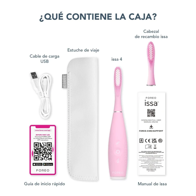 Alt view image 6 of 7 - FOREO Issa 4 Bundle Sonic Electric Toothbrush + Hybrid Wave Brushead | Electric toothbrush, sonic toothbrush, soft bristles, whitening teeth, gum care, tongue cleaner, rechargeable, Pearl Pink