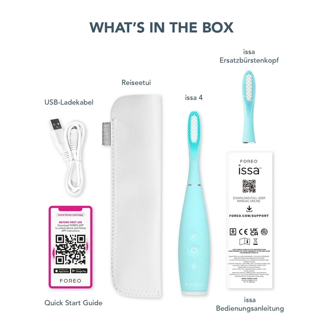 Alt view image 7 of 7 - FOREO Issa 4 Bundle Sonic Electric Toothbrush + Hybrid Wave Brushead | Electric toothbrush, sonic toothbrush, soft bristles, whitening teeth, gum care, tongue cleaner, rechargeable, Pearl Pink