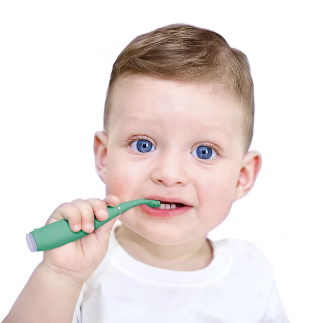 Alt view image 2 of 7 - FOREO issa 4 baby - Sonic Electric Toothbrush + Issa mini Hybrid Brushead | Baby toothbrush, electric toothbrush, toddler toothbrush, soft bristles, gum massage, BPA free, rechargeable, Kiwi Green