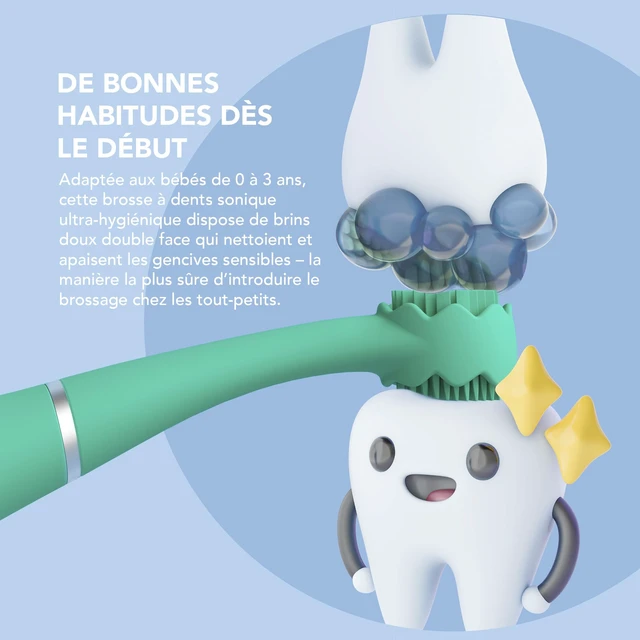 Alt view image 3 of 7 - FOREO issa 4 baby - Sonic Electric Toothbrush + Issa mini Hybrid Brushead | Baby toothbrush, electric toothbrush, toddler toothbrush, soft bristles, gum massage, BPA free, rechargeable, Kiwi Green