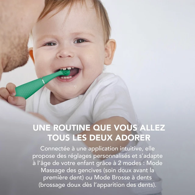Alt view image 4 of 7 - FOREO issa 4 baby - Sonic Electric Toothbrush + Issa mini Hybrid Brushead | Baby toothbrush, electric toothbrush, toddler toothbrush, soft bristles, gum massage, BPA free, rechargeable, Kiwi Green