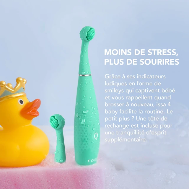 Alt view image 5 of 7 - FOREO issa 4 baby - Sonic Electric Toothbrush + Issa mini Hybrid Brushead | Baby toothbrush, electric toothbrush, toddler toothbrush, soft bristles, gum massage, BPA free, rechargeable, Kiwi Green