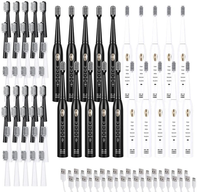 Main image of 20 Pack Set Sonic Electric Toothbrushes with 80 Brush Heads 5 Modes 2-Minute Timer USB Rechargeable Employee Appreciation Gifts Bulk