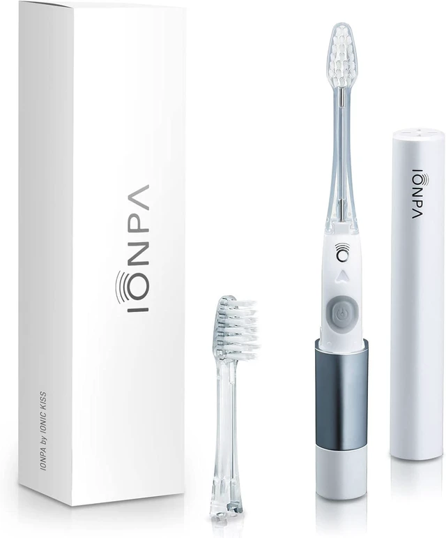 Main image of IONIC KISS IONPA DM White Compact Ionic Power Electric Toothbrush with Travel Cap, Brushing Timer, 2 Modes, 2 Soft Extended Filament Brush Heads Made in Japan You, Outdoor Camping DM-011PW