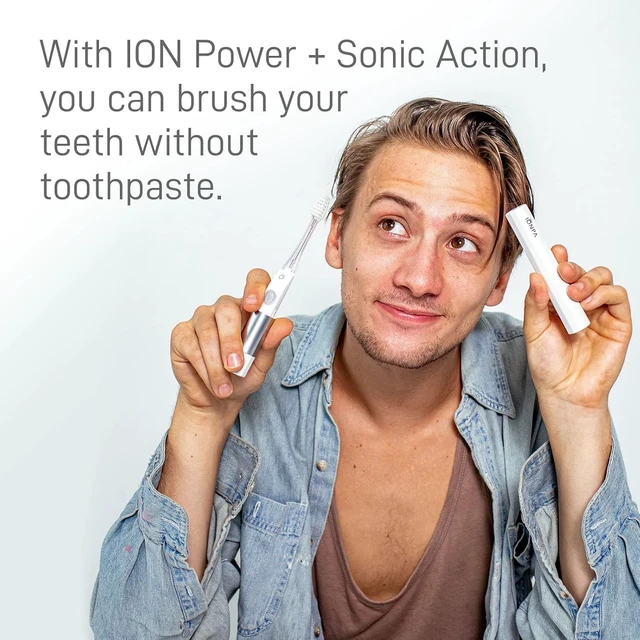 Alt view image 3 of 7 - IONIC KISS IONPA DM White Compact Ionic Power Electric Toothbrush with Travel Cap, Brushing Timer, 2 Modes, 2 Soft Extended Filament Brush Heads Made in Japan You, Outdoor Camping DM-011PW