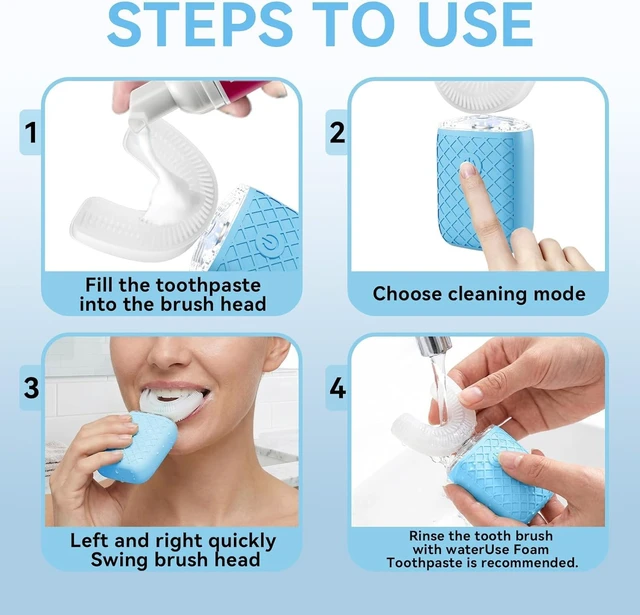Alt view image 7 of 7 - Sonic U-Shaped Electric Toothbrush for Adults, 5 Brush Heads & Storage Cup | 3 U-shaped + 2 straight brush heads with storage cup for daily cleaning and travel; rechargeable and IPX7 waterproof.
