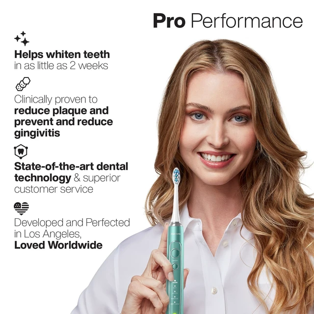 Alt view image 6 of 7 - Aquasonic Vibe Series PRO Ultra-Whitening Electric Toothbrush 5 Modes & Smart Timers Premium Travel Case & 6 Proflex Brush Heads ADA Accepted Toothbrush (Mint Green Metallic)