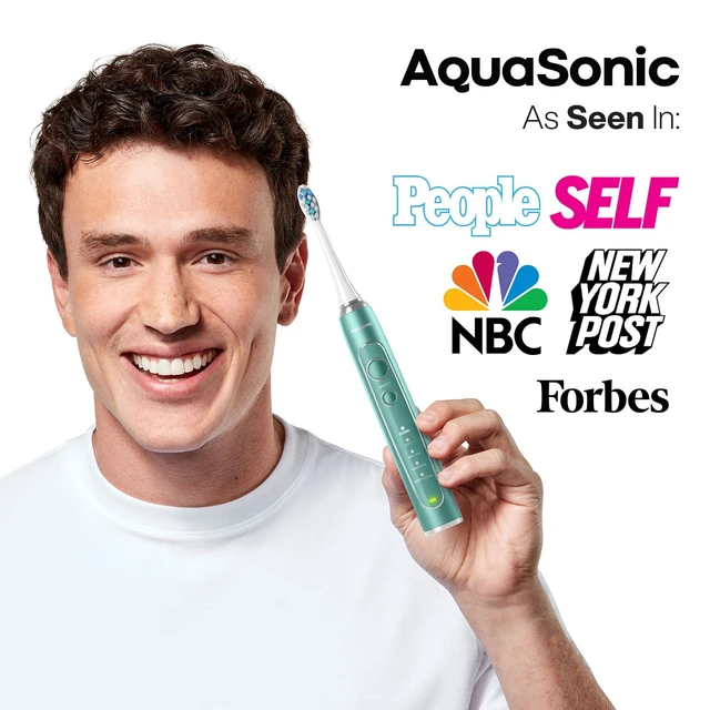 Alt view image 7 of 7 - Aquasonic Vibe Series PRO Ultra-Whitening Electric Toothbrush 5 Modes & Smart Timers Premium Travel Case & 6 Proflex Brush Heads ADA Accepted Toothbrush (Mint Green Metallic)