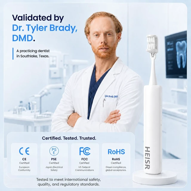 Alt view image 7 of 7 - Electric Toothbrush for Adults & Teenagers, Patented 3 Sided Head | Bass Angled Soft Bristles & 180° Rotating Head, Clean Each Tooth, Rechargeable Sonic Toothbrush 60+ Days Battery Life