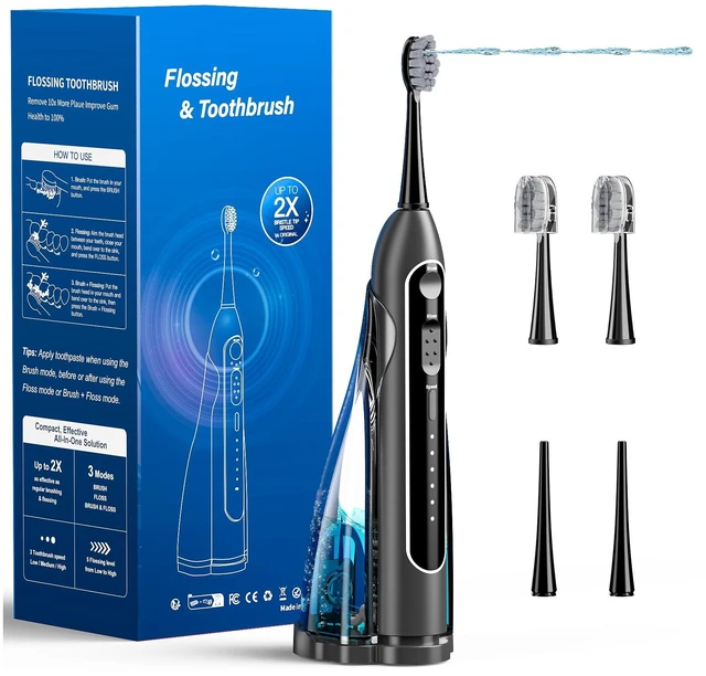 Main image of Electric Toothbrush with Water Flosser,Portable Power Flossing Toothbrush | IPX7 Waterproof,Equipped Brush Head and Nozzle,for Travel and Home