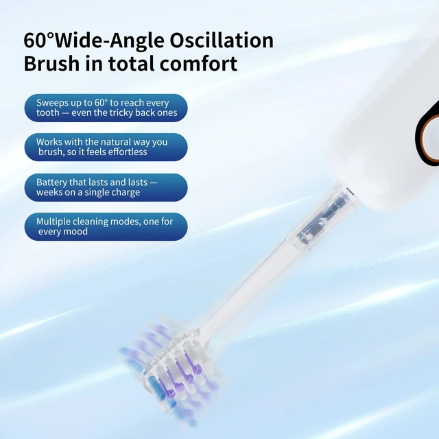 Alt view image 2 of 6 - Sweeping Rotating Sonic Electric Toothbrush,Rechargeable,180-Day Runtime | 9 Modes, 4 Brush Heads,IPX8 Waterproof
