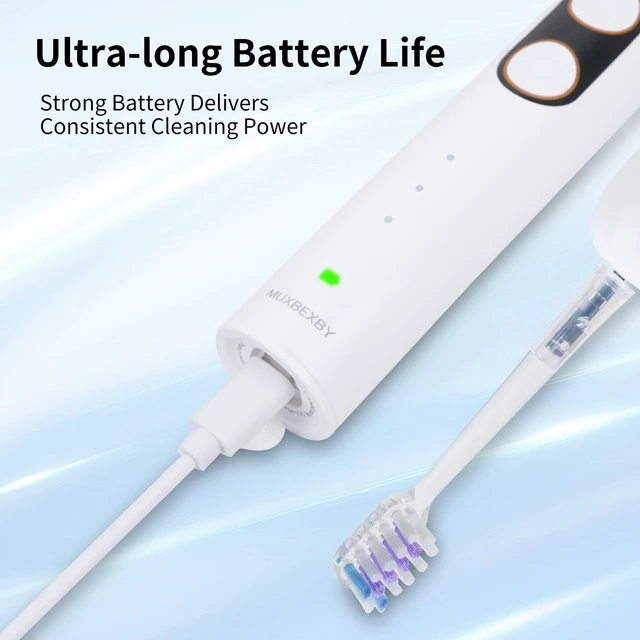 Alt view image 3 of 6 - Sweeping Rotating Sonic Electric Toothbrush,Rechargeable,180-Day Runtime | 9 Modes, 4 Brush Heads,IPX8 Waterproof