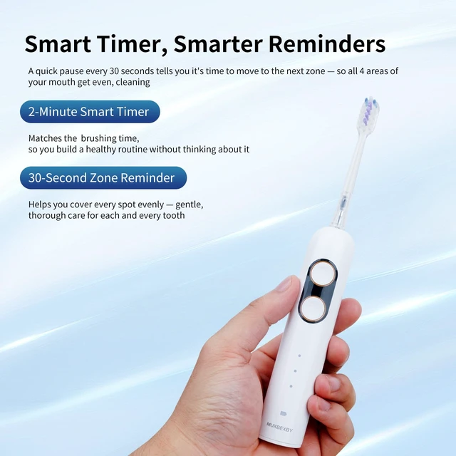 Alt view image 6 of 6 - Sweeping Rotating Sonic Electric Toothbrush,Rechargeable,180-Day Runtime | 9 Modes, 4 Brush Heads,IPX8 Waterproof