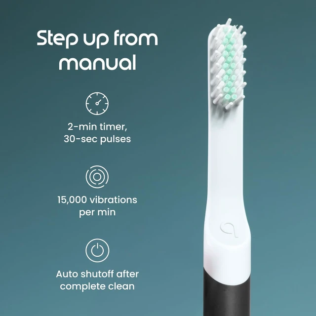 Alt view image 2 of 6 - Quip Sonic Electric Toothbrush, Extra Brush Head, Metal Handle, Slate | Includes 2 Brush Heads and Travel Cover Mount, AAA Battery, 3 Month Battery Life, 2 Minute Timed Brushing, Travel Ready