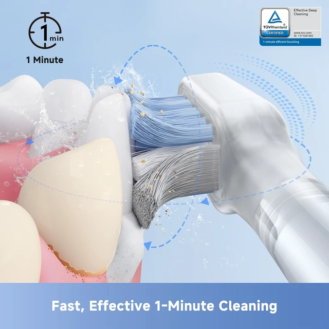 Alt view image 2 of 7 - Mova Fresh Pro Electric Toothbrush with App, 3DClean Rechargeable Electric Power Toothbrush for Adults, 2 Brush Heads & Travel Case, 3-in-1 Replacement Brush Head with Holder, Matte Silver