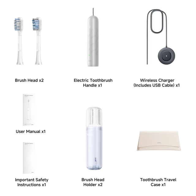 Alt view image 7 of 7 - Mova Fresh Pro Electric Toothbrush with App, 3DClean Rechargeable Electric Power Toothbrush for Adults, 2 Brush Heads & Travel Case, 3-in-1 Replacement Brush Head with Holder, Matte Silver