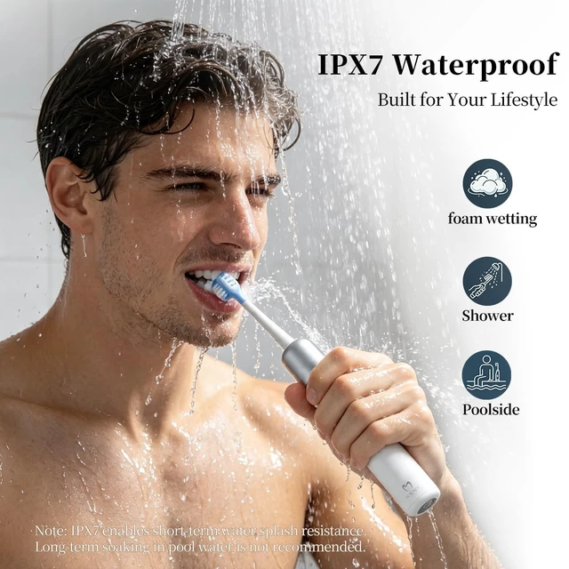 Alt view image 7 of 7 - 3ECARE FitTimer Sonic Electric Toothbrush,3Timer Modes, 42000 VPM,147-Day | Electric Toothbrush for Adults with 2 Heads,4 Modes, 2500mAh About 5-month Runtime,IPX7 Waterproof, USB-C, Under 62 dB