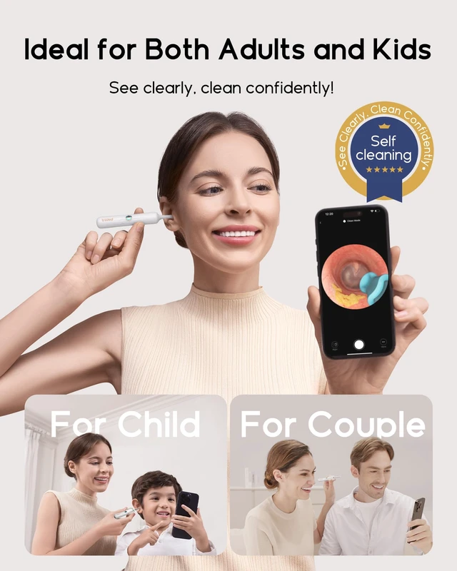 Alt view image 2 of 7 - D39R Ear Wax Removal:Ear Camera with Storage Case &Painless Tweezers | FSA/HSA Flexible IP67 HD Camera Fits Curved Ear Canals,12 Earwax Removal Tips, Anti-Insert Guard& 3-Piece ENT Home Check Kits