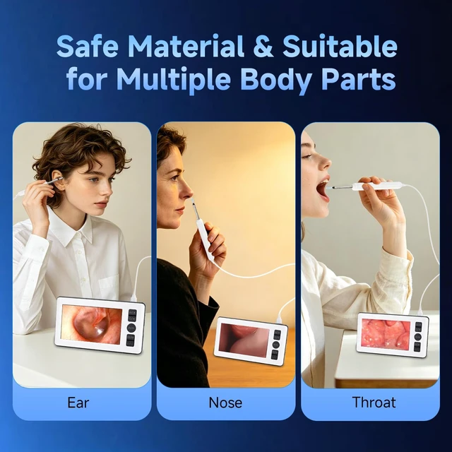 Alt view image 3 of 6 - AURTEC Digital Otoscope Ear Camera with 4.3" IPS 1080P HD Screen, Ear Wax Cleaner, 2500mAh Rechargeable Battery, Dual Mode (Built-in Screen & Phone Connection), 6 LED Lights and Soft Silicone Tips
