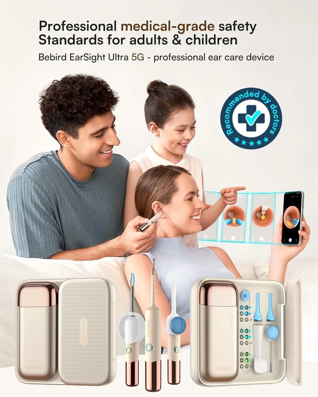 Alt view image 2 of 7 - Bebird Ultra 2K Ear Wax Removal Tool Camera, Visual Tweezers & Dropper Kit | HD Anti-fog Otoscope with 5G Wi-Fi, IP67 Flexible 3.6mm lens, 54 EarWax Tips for Wet, Dry or Stubborn Wax, FSA/HSA Eligible