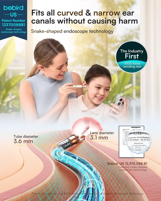 Alt view image 3 of 7 - Bebird Ultra 2K Ear Wax Removal Tool Camera, Visual Tweezers & Dropper Kit | HD Anti-fog Otoscope with 5G Wi-Fi, IP67 Flexible 3.6mm lens, 54 EarWax Tips for Wet, Dry or Stubborn Wax, FSA/HSA Eligible