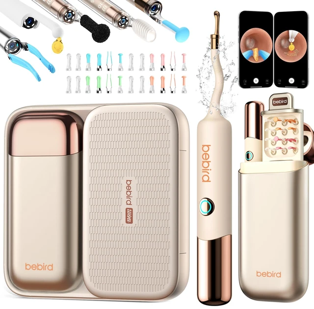 Main image of Bebird Ultra 2K Ear Wax Removal Tool Camera, Visual Tweezers & Dropper Kit | HD Anti-fog Otoscope with 5G Wi-Fi, IP67 Flexible 3.6mm lens, 54 EarWax Tips for Wet, Dry or Stubborn Wax, FSA/HSA Eligible
