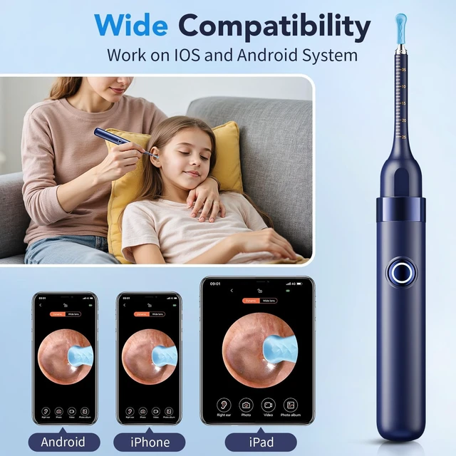 Alt view image 4 of 7 - Ear Wax Removal, Ear Cleaner with Camera 1296P HD,Visual Ear Cleaner with 6 LED Lights and Flexible Tip,Safe Ear Wax Removal Kit with Camera,Ear Cleaning Tool Gifts for Home Use