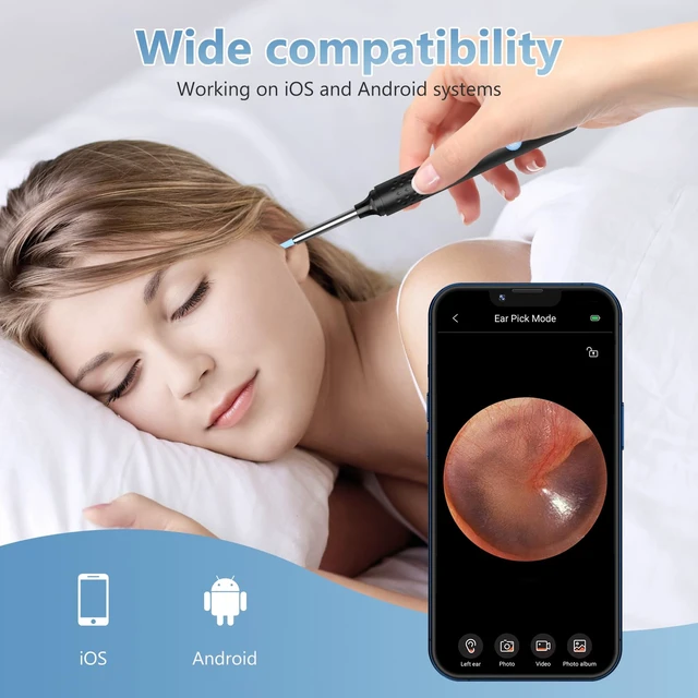 Alt view image 3 of 7 - Ear Irrigation Flushing Cleanr and 1920P Ear Cleaner with Camera | LED Light, 10 Replaceable Tips, 8 Silicone Ear Pick, for Home Use