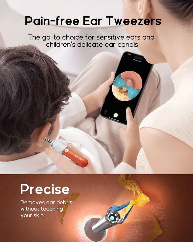 Alt view image 4 of 7 - D39R Ear Wax Removal:Ear Camera with Storage Case &Painless Tweezers | FSA/HSA Flexible IP67 HD Camera Fits Curved Ear Canals,12 Earwax Removal Tips, Anti-Insert Guard& 3-Piece ENT Home Check Kits