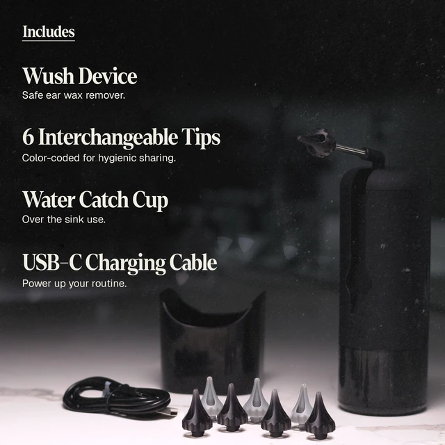 Alt view image 5 of 7 - Black Wolf Wush Pro Electric Ear Wax Removal Kit - Ear Hygiene Essential | Deluxe Water Powered Electric Ear Cleaner - Water Resistant Triple Jet Stream 3 Pressure Settings for Ear Wax Buildup