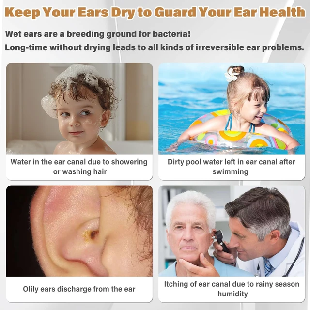 Alt view image 2 of 7 - TopQuaFocus Ear Dryer, Rechargeable Ear Water Drying Device for Swimmers, Ear Fluid Remover for Swimming, Showering, Surfing, Scuba and Hearing Aid Use, Electric Ear Blower