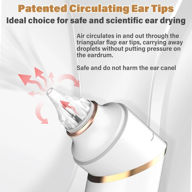 Alt view image 5 of 7 - TopQuaFocus Ear Dryer, Rechargeable Ear Water Drying Device for Swimmers, Ear Fluid Remover for Swimming, Showering, Surfing, Scuba and Hearing Aid Use, Electric Ear Blower